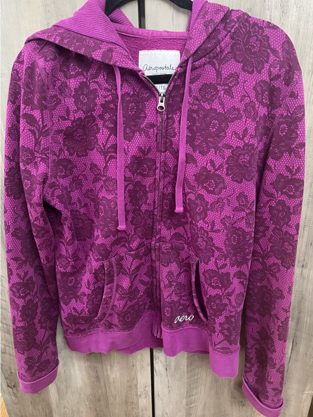 Aeropostale Fuchsia Purple Hooded Zip-Up Jacket